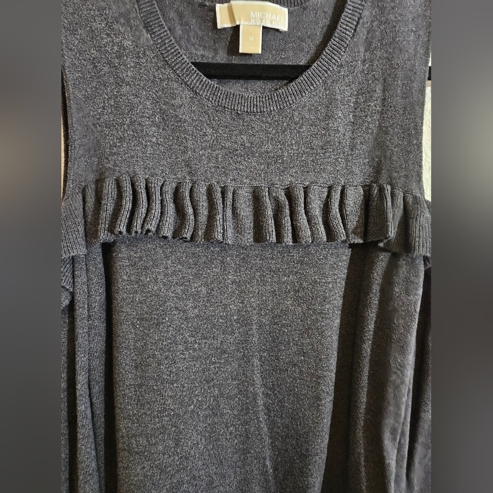 Michael Kors Charcoal Ruffle Tank Top - Picture 2 of 9